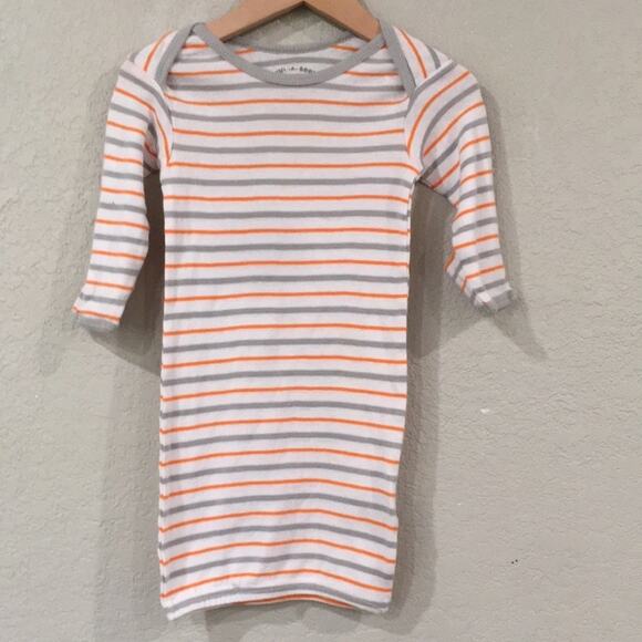 Wan-A-Beez Baby 0-6M Striped Sleep Gown Pajama Sleeper 100% Cotton - Picture 1 of 8